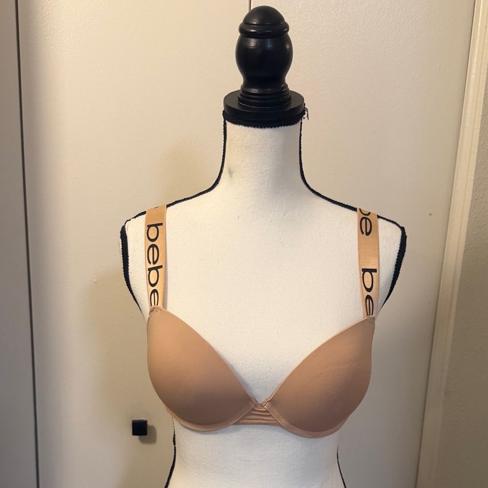Bebe Women's Nude Push Up Bra with Branded Straps